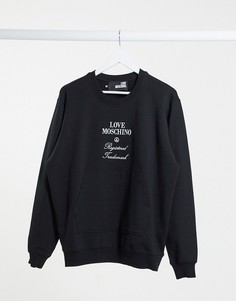 Свитшот с круглым вырезом и вышивкой Love Moschino-Черный