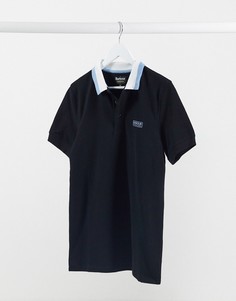 Черное поло с контрастным воротником Barbour International-Черный