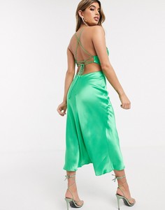 Изумрудное платье-комбинация миди с вырезом Bec & Bridge-Зеленый