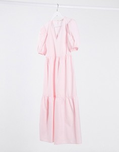 Розовое свободное ярусное платье Miss Selfridge-Синий