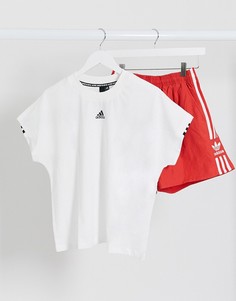 Белая футболка свободного кроя adidas Training-Белый