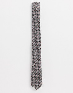 Серебристый узкий галстук с абстрактным принтом ASOS DESIGN-Серый
