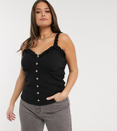 Черный топ в рубчик с пуговицами Vero Moda Curve