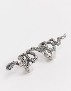 Серебристое кольцо со змеей Reclaimed Vintage inspired-Серебряный