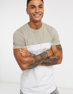 Серая длинная футболка с полосой Jack & Jones Originals-Серый