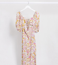 Белое платье миди с цветочным принтом Topshop Petite-Белый