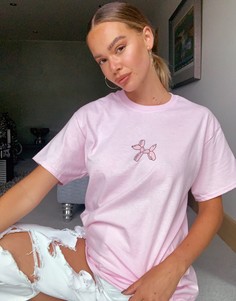 Футболка в стиле oversized с рисунком собаки New Love Club-Фиолетовый