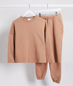 Oversized​​​​​​​-комплект карамельного цвета из свитшота и джоггеров ASOS DESIGN-Светло-коричневый