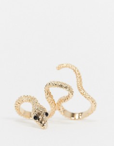 Двойное кольцо в виде змеи ASOS DESIGN-Золотой