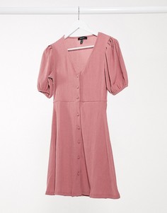 Розовое платье мини на пуговицах New Look-Розовый