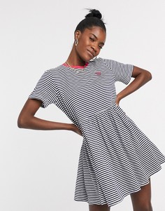 Платье-футболка в полоску Tommy Jeans-Темно-синий