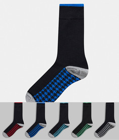 5 пар носков с принтом в ломаную клетку на подошве Burton Menswear-Темно-синий