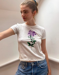 Белая футболка с цветочным принтом Topshop-Белый