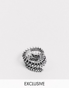 Серебристое кольцо в виде скелета змеи Reclaimed Vintage-Серебряный