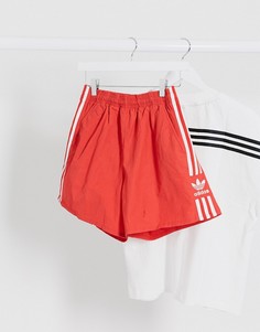 Красные шорты с 3 полосками adidas Originals-Красный