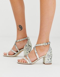 Босоножки на блочном каблуке со змеиным принтом Sam Edelman-Мульти