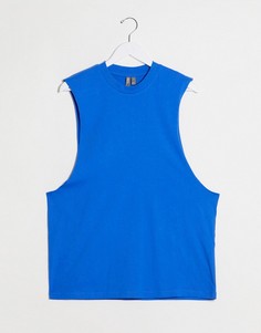 Синяя свободная футболка из органического хлопка без рукавов ASOS DESIGN-Синий