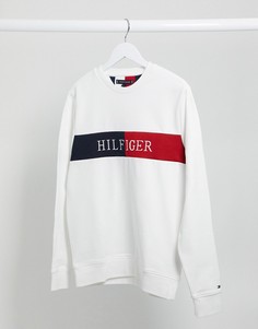 Белый свитшот с круглым вырезом и логотипом Tommy Hilfiger