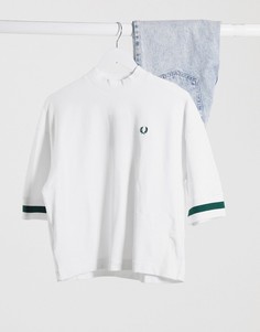 Белая футболка в стиле oversized из пике Fred Perry-Белый