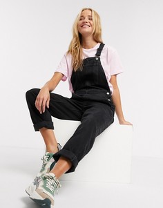 Черный выбеленный джинсовый комбинезон ASOS DESIGN