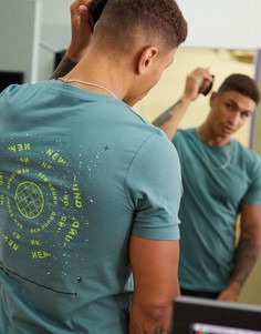 Зеленая футболка с принтом на спине Jack & Jones Core-Зеленый