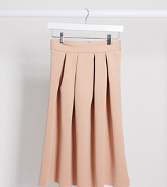 Светло-коричневая юбка миди ASOS DESIGN Petite-Коричневый
