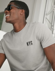 Серая футболка с принтом "NYC" на груди New Look-Серый