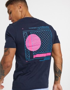 Темно-синяя футболка с принтом на спине Jack & Jones Core-Темно-синий
