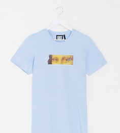 Голубая футболка в стиле oversized с принтом "Мона Лиза" Reclaimed Vintage inspired-Синий
