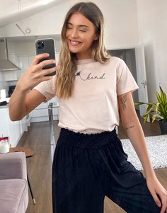 Бледно-розовая футболка с пчелой и надписью "kind" New Look-Розовый