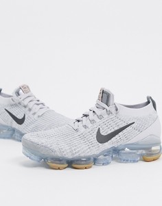 Серые кроссовки с резиновыми вставками Nike Air Vapormax 3.0 Flyknit-Серый