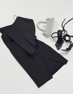 Черное облегающее платье на одно плечо AQAQ-Черный