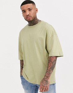 Светло-зеленая футболка в стиле oversized из органического хлопка Bershka Join Life-Зеленый