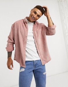 Свободная вельветовая рубашка розового цвета в стиле 90-х ASOS DESIGN-Розовый
