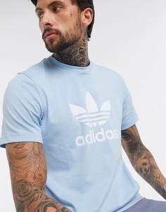 Синяя футболка с логотипом-трилистником adidas Originals-Синий