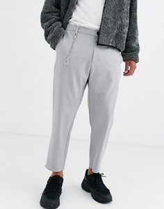 Серые брюки-морковки с цепочкой Bershka-Серый