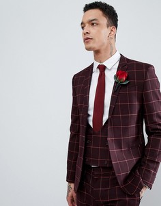 Супероблегающий пиджак в клетку ASOS DESIGN Wedding-Красный