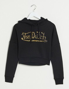 Короткий спортивный худи с логотипом Von Dutch-Черный