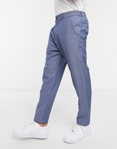 Синие льняные укороченные брюки Esprit-Синий