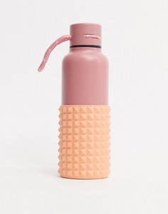 Розовая металлическая бутылка для воды 500 мл с фактурным держателем Typo​​​​​​​-Мульти