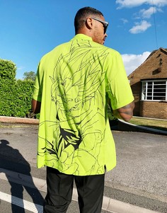 Зеленая рубашка с принтом "Dragon Ball Z" Bershka-Белый