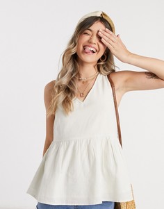 Кремовый топ без рукавов с баской Vila-Зеленый