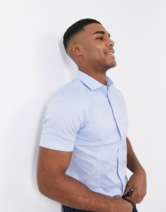 Голубая строгая эластичная рубашка с короткими рукавами Jack & Jones Premium-Синий
