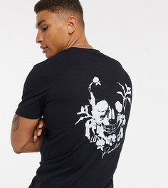 Черная длинная футболка с принтом Jack & Jones Originals эксклюзивно для ASOS-Черный