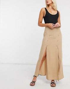 Светло-коричневая юбка макси с разрезами ASOS DESIGN-Коричневый