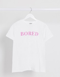 Футболка с принтом "bored" ASOS DESIGN-Белый