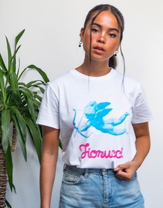 Белая футболка с принтом ангела и логотипом Fiorucci-Белый