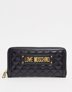 Большой стеганый кошелек черного цвета Love Moschino-Черный