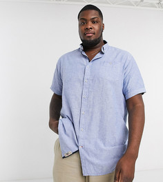Рубашка с добавлением льна, карманом и воротником на пуговицах Duke-Синий