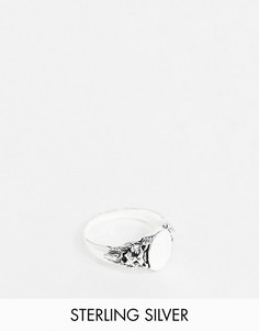 Серебряное кольцо-печатка со львом ASOS DESIGN-Серебряный